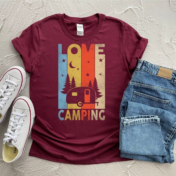 Camp Lover Shirt, Camping Shirt, Camping Heart Shirt, Cute Hiking Shirt - Picture 1 of 2